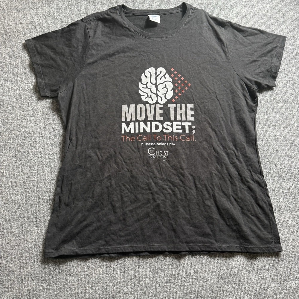 Move The Mindset Christian‎ Graphic T-Shirt Black Short Sleeve Faith Tee XL